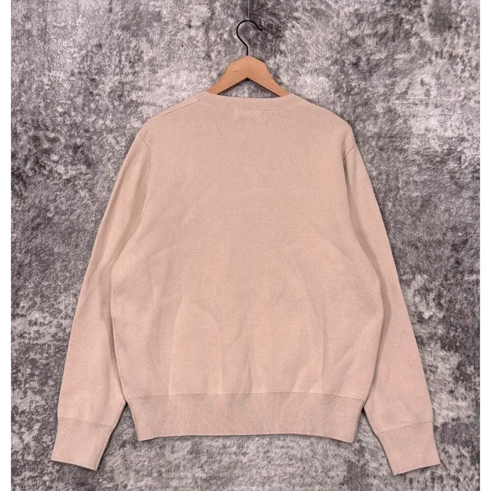 New Museum Of Peace & Quiet Sweater Large Mens Natural Jacquard Knit Pullover